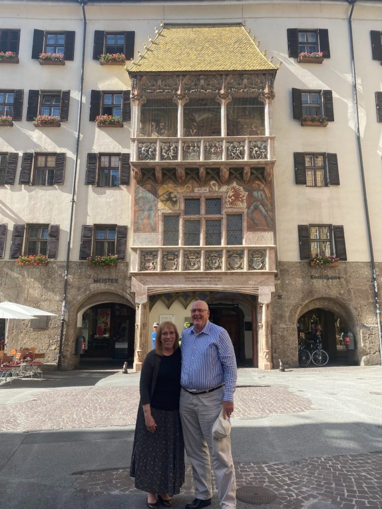 Joe and Annette Jarvis in front of the Golden Roof in Innsbruck