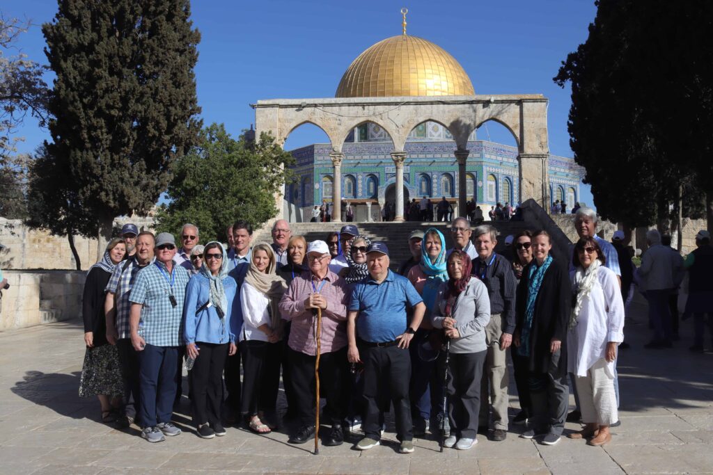 The March 2023 Holy Land Mo Joe Travel tour group on Temple Mount